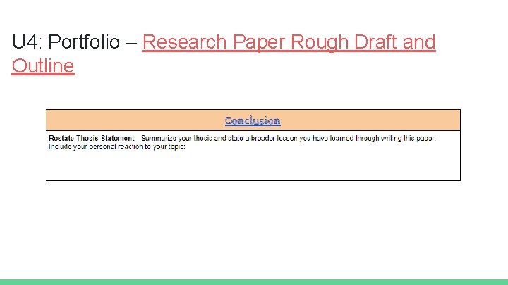 U 4: Portfolio – Research Paper Rough Draft and Outline 
