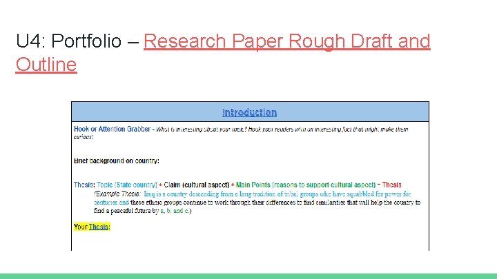 U 4: Portfolio – Research Paper Rough Draft and Outline 