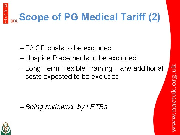 Scope of PG Medical Tariff (2) – F 2 GP posts to be excluded