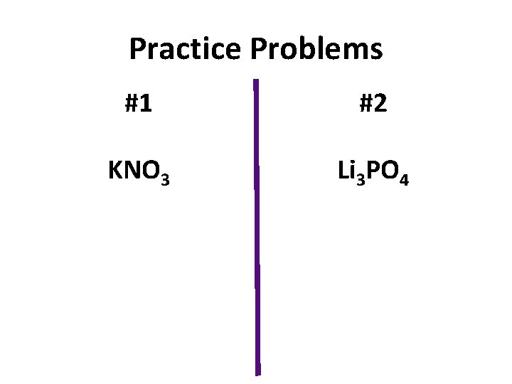 Practice Problems #1 #2 KNO 3 Li 3 PO 4 