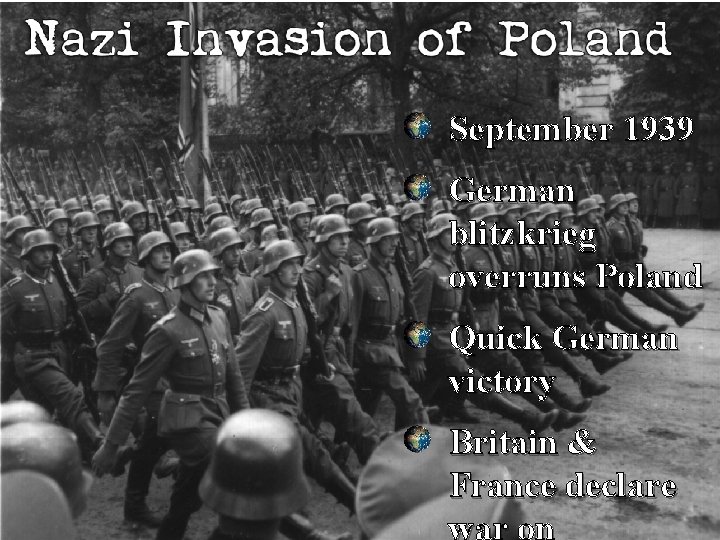 September 1939 German blitzkrieg overruns Poland Quick German victory © Students of History Britain
