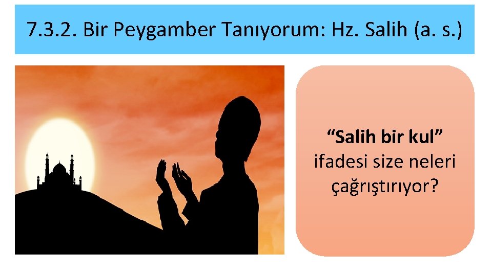 7. 3. 2. Bir Peygamber Tanıyorum: Hz. Salih (a. s. ) “Salih bir kul”