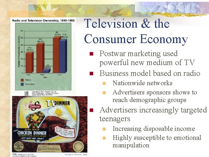 Television & the Consumer Economy n n Postwar marketing used powerful new medium of