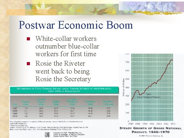 Postwar Economic Boom n n White-collar workers outnumber blue-collar workers for first time Rosie