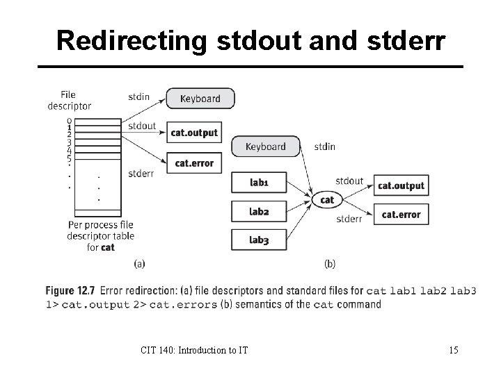 Redirecting stdout and stderr CIT 140: Introduction to IT 15 