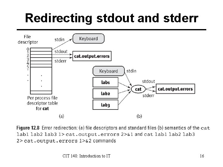 Redirecting stdout and stderr CIT 140: Introduction to IT 16 