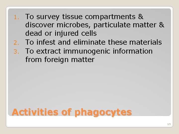 To survey tissue compartments & discover microbes, particulate matter & dead or injured cells