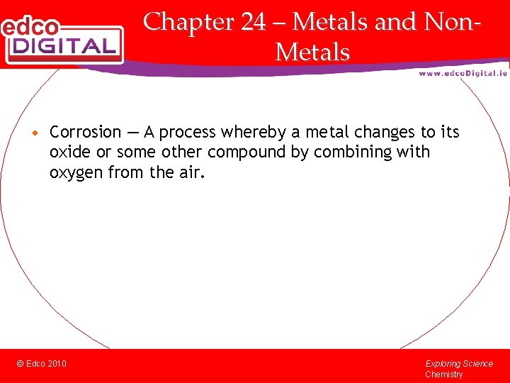 Chapter 24 – Metals and Non. Metals • Corrosion — A process whereby a