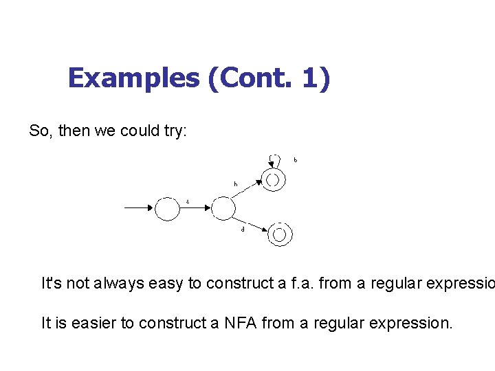 Examples (Cont. 1) So, then we could try: It's not always easy to construct