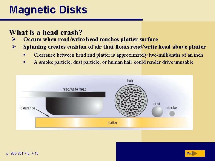 Magnetic Disks What is a head crash? Ø Ø Occurs when read/write head touches