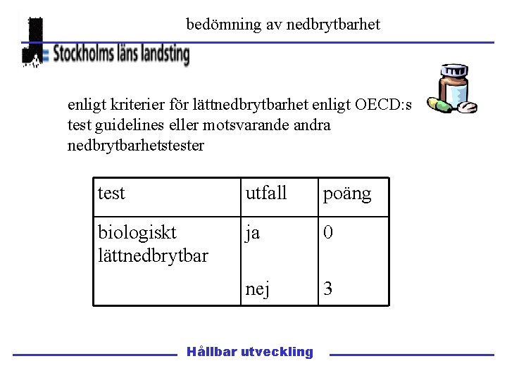 bedömning av nedbrytbarhet enligt kriterier för lättnedbrytbarhet enligt OECD: s test guidelines eller motsvarande