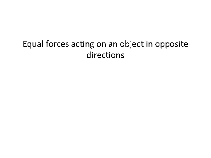 Equal forces acting on an object in opposite directions Equal forces acting on an object in opposite directions