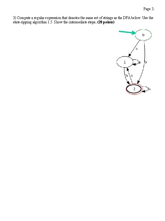 Page 3. 3) Compute a regular expression that denotes the same set of strings