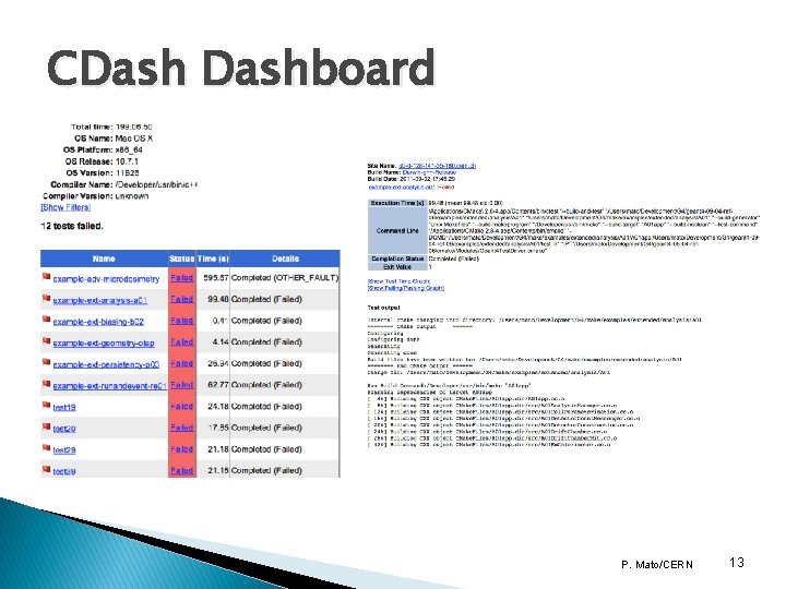 CDashboard P. Mato/CERN 13 