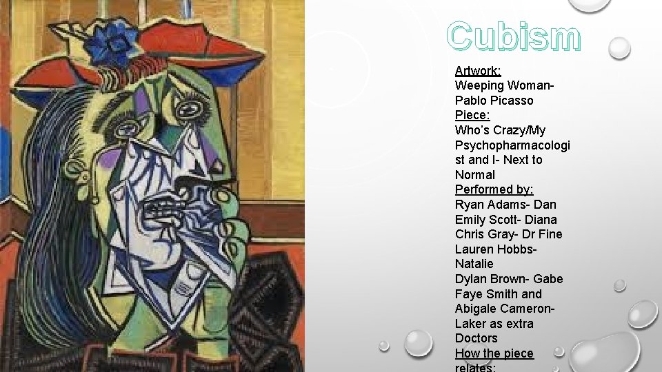 Cubism Artwork: Weeping Woman. Pablo Picasso Piece: Who’s Crazy/My Psychopharmacologi st and I- Next