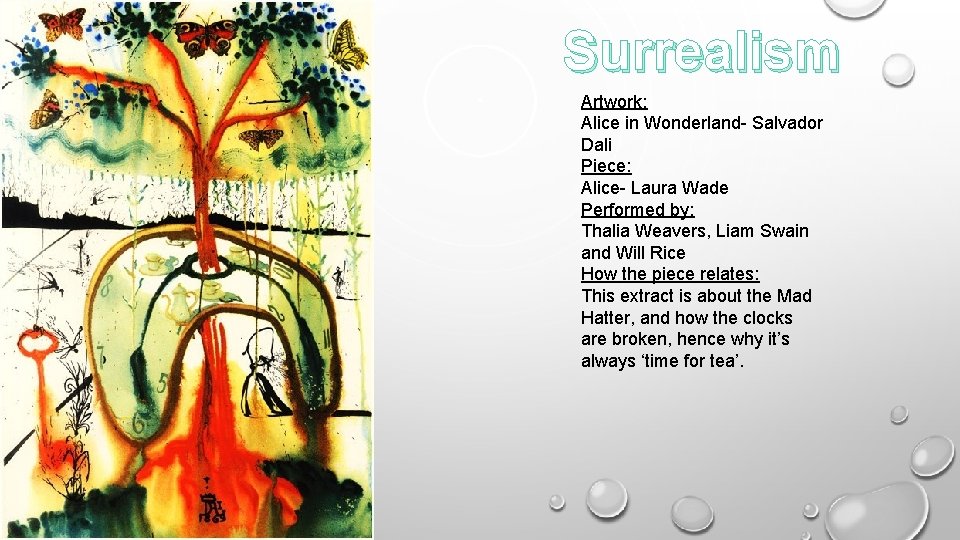 Surrealism Artwork: Alice in Wonderland- Salvador Dali Piece: Alice- Laura Wade Performed by: Thalia
