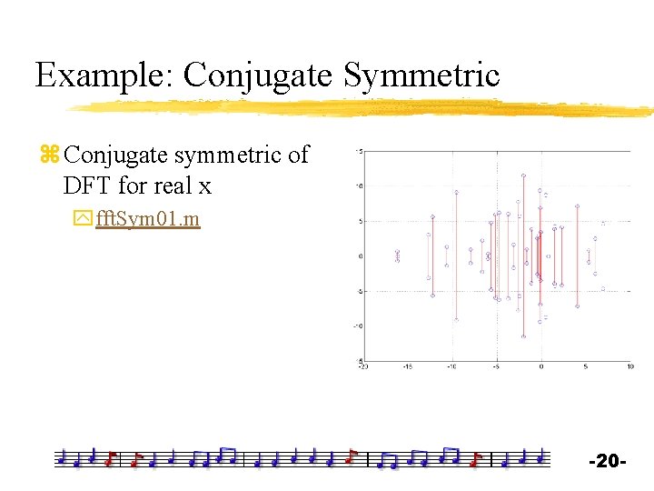 Example: Conjugate Symmetric z Conjugate symmetric of DFT for real x yfft. Sym 01.