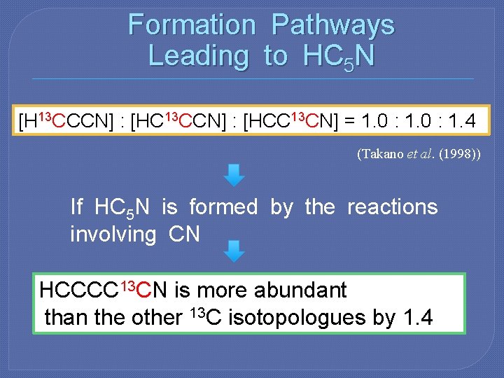 Formation Pathways Leading to HC 5 N [H 13 CCCN] : [HC 13 CCN]