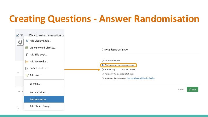 Creating Questions - Answer Randomisation 