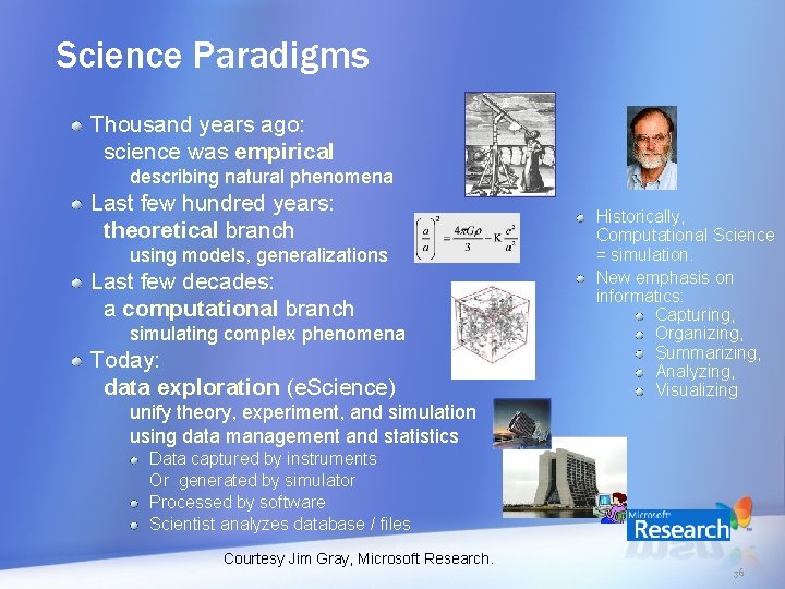 Science Paradigms Thousand years ago: science was empirical describing natural phenomena Last few hundred