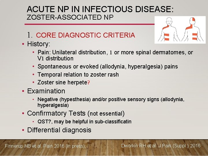 ACUTE NP IN INFECTIOUS DISEASE: ZOSTER-ASSOCIATED NP 1. CORE DIAGNOSTIC CRITERIA • History: •
