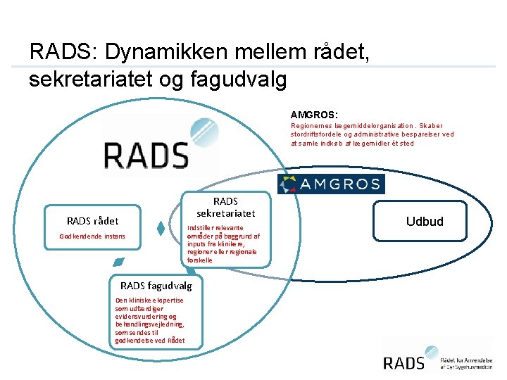 RADS: Dynamikken mellem rådet, sekretariatet og fagudvalg AMGROS: Regionernes lægemiddelorganisation. Skaber stordriftsfordele og administrative