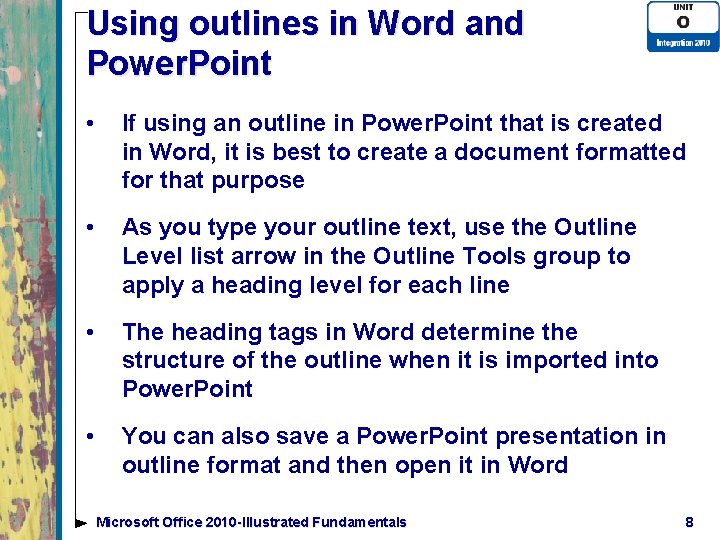 Microsoft Office 2010 Illustrated Fundamentals Unit O Integrating