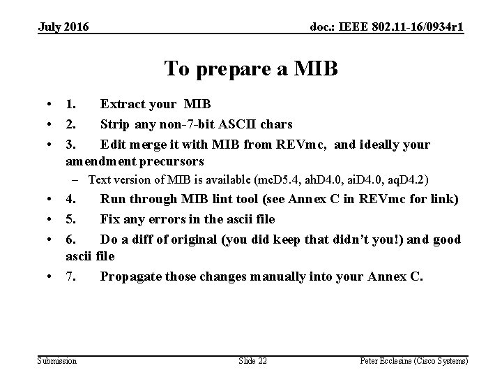 July 2016 doc. : IEEE 802. 11 -16/0934 r 1 To prepare a MIB