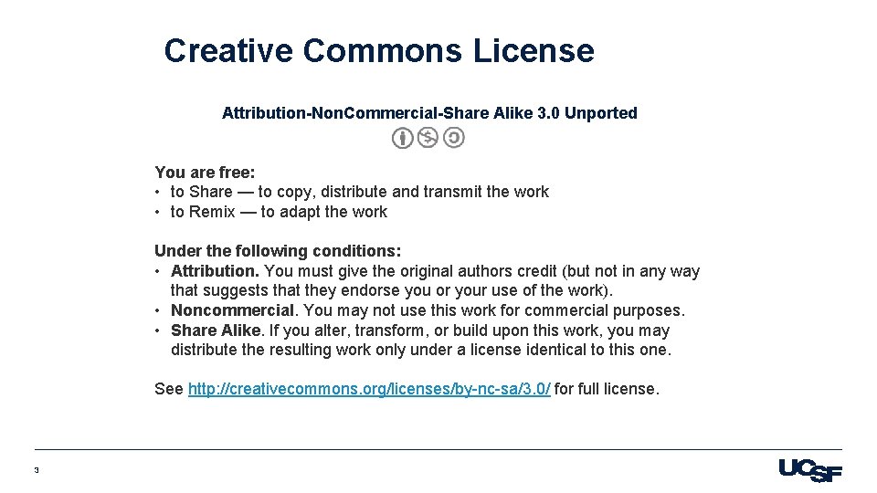 Creative Commons License Attribution-Non. Commercial-Share Alike 3. 0 Unported You are free: • to