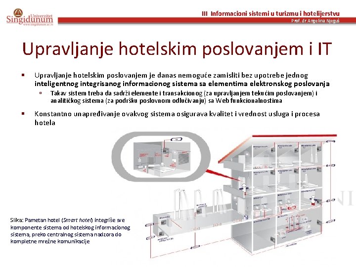 III Informacioni sistemi u turizmu i hotelijerstvu Prof. dr Angelina Njeguš Upravljanje hotelskim poslovanjem