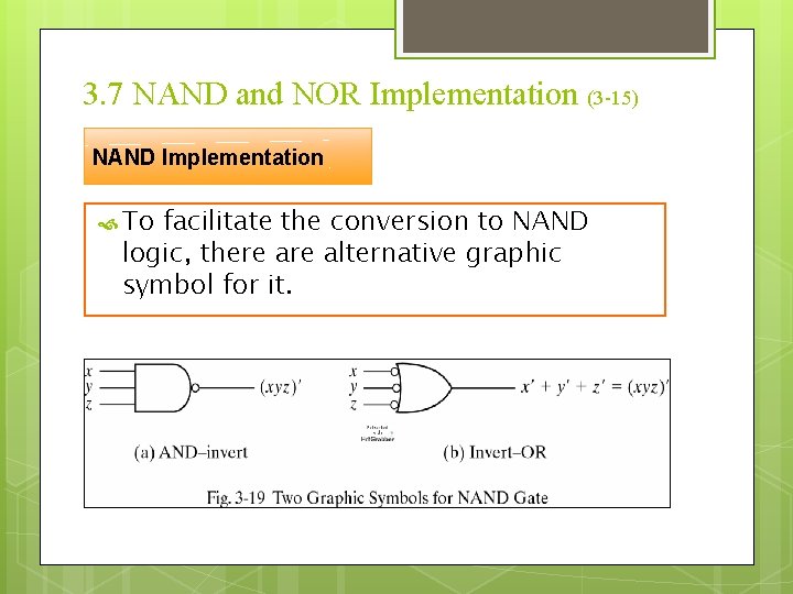 3. 7 NAND and NOR Implementation (3 -15) NAND Implementation To facilitate the conversion