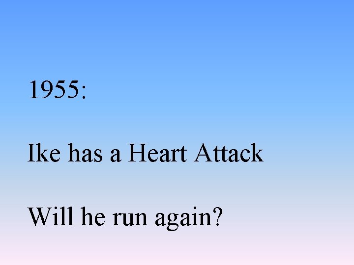 1955: Ike has a Heart Attack Will he run again? 