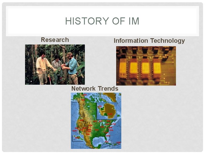 HISTORY OF IM Research Information Technology Network Trends 
