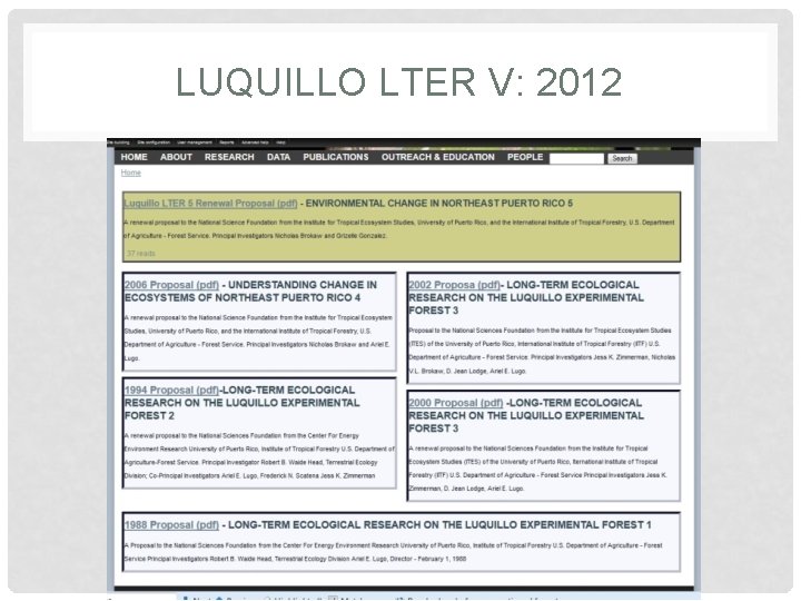 LUQUILLO LTER V: 2012 
