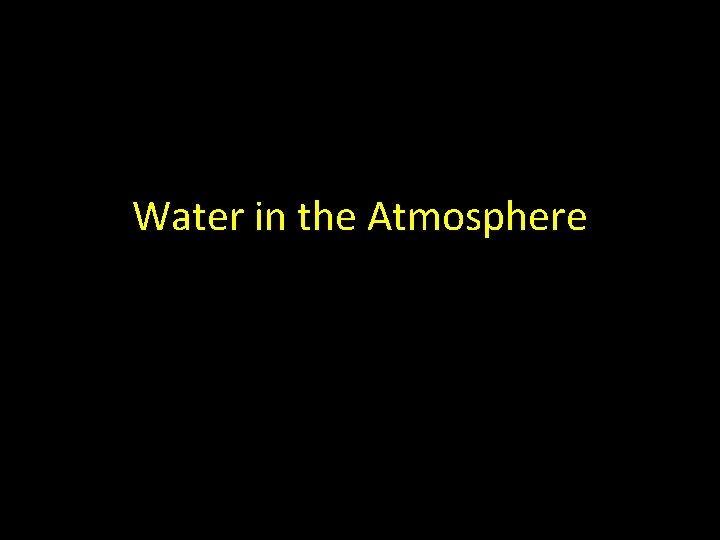 Water in the Atmosphere 
