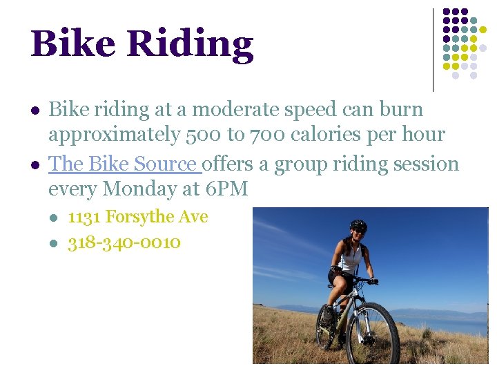 Bike Riding l l Bike riding at a moderate speed can burn approximately 500 Bike Riding l l Bike riding at a moderate speed can burn approximately 500