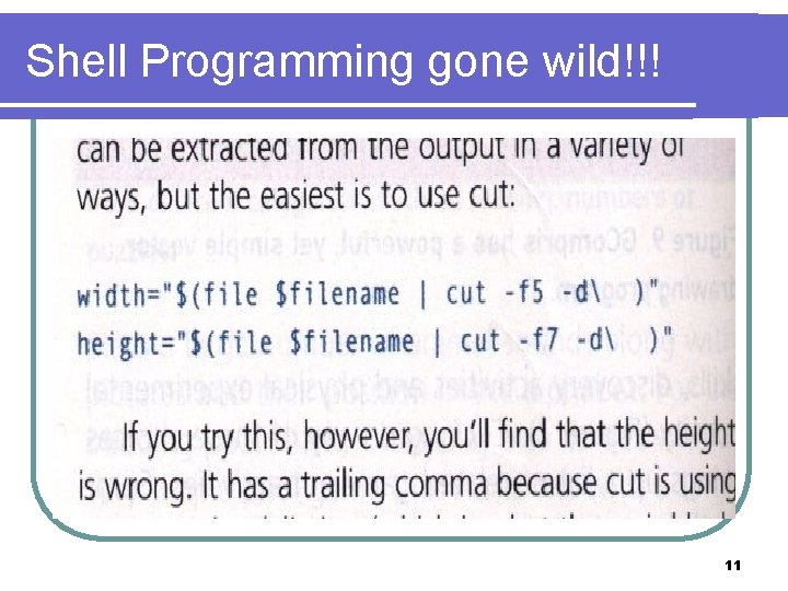 Shell Programming gone wild!!! 11 