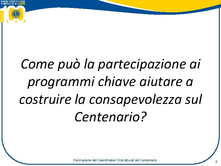 Come può la partecipazione ai programmi chiave aiutare a costruire la consapevolezza sul Centenario?