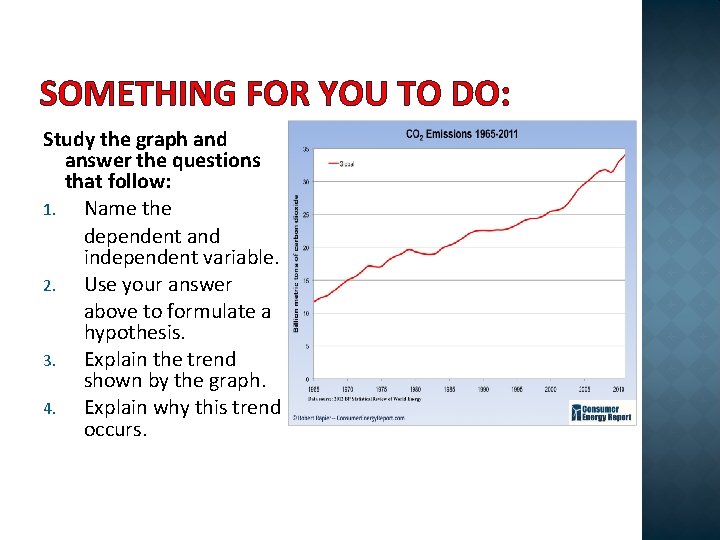 SOMETHING FOR YOU TO DO: Study the graph and answer the questions that follow:
