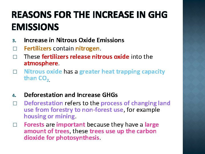REASONS FOR THE INCREASE IN GHG EMISSIONS 3. � � � 4. � �