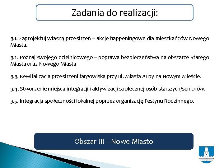 Zadania do realizacji: 3. 1. Zaprojektuj własną przestrzeń – akcje happeningowe dla mieszkańców Nowego