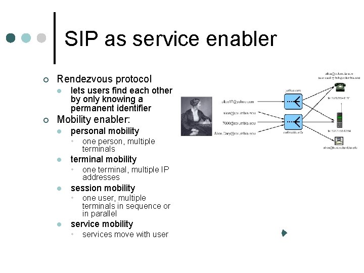 SIP as service enabler ¢ Rendezvous protocol l ¢ lets users find each other