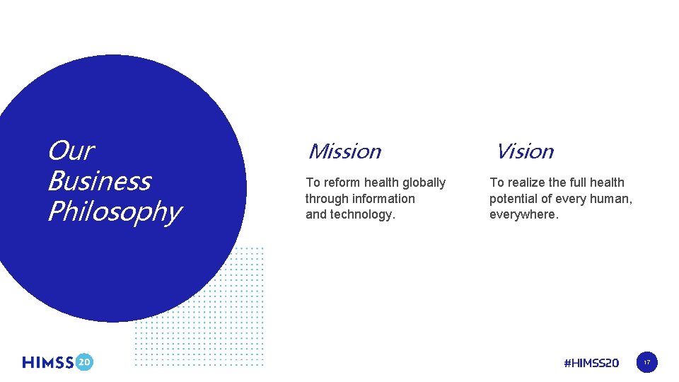 Our Business Philosophy Mission To reform health globally through information and technology. Vision To