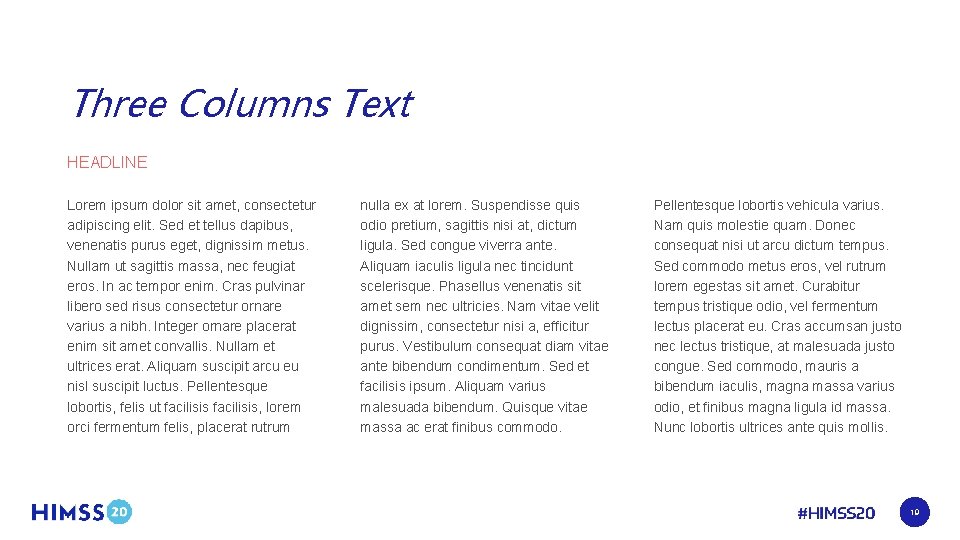 Three Columns Text HEADLINE Lorem ipsum dolor sit amet, consectetur adipiscing elit. Sed et