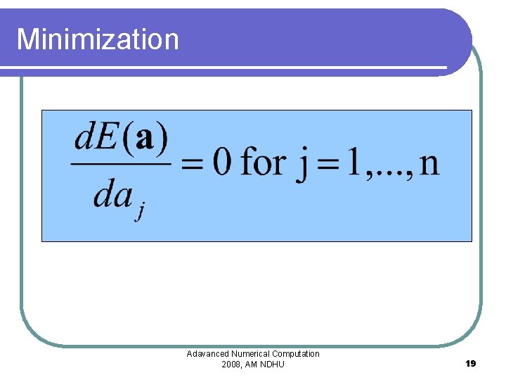 Minimization Adavanced Numerical Computation 2008, AM NDHU 19 