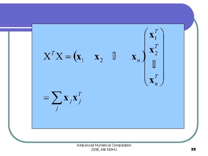 Adavanced Numerical Computation 2008, AM NDHU 25 