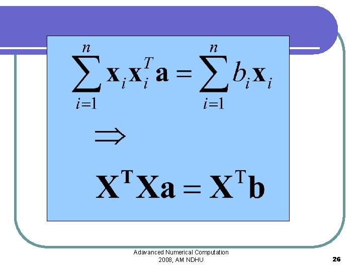 Adavanced Numerical Computation 2008, AM NDHU 26 
