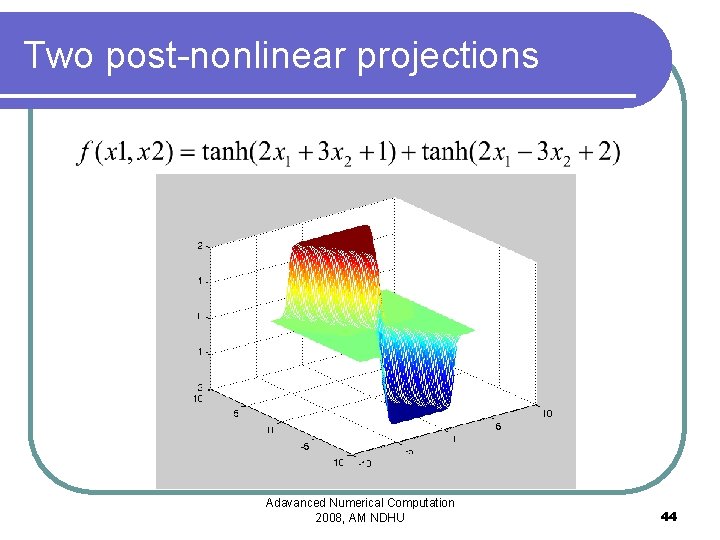 Two post-nonlinear projections Adavanced Numerical Computation 2008, AM NDHU 44 
