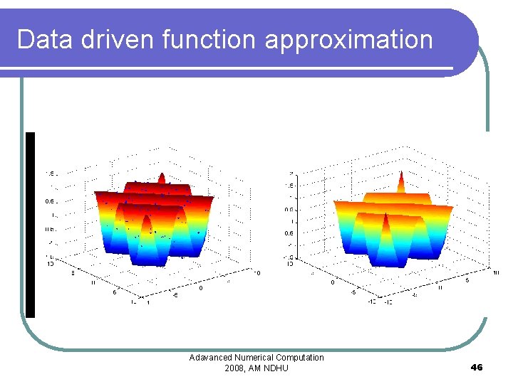 Data driven function approximation Adavanced Numerical Computation 2008, AM NDHU 46 