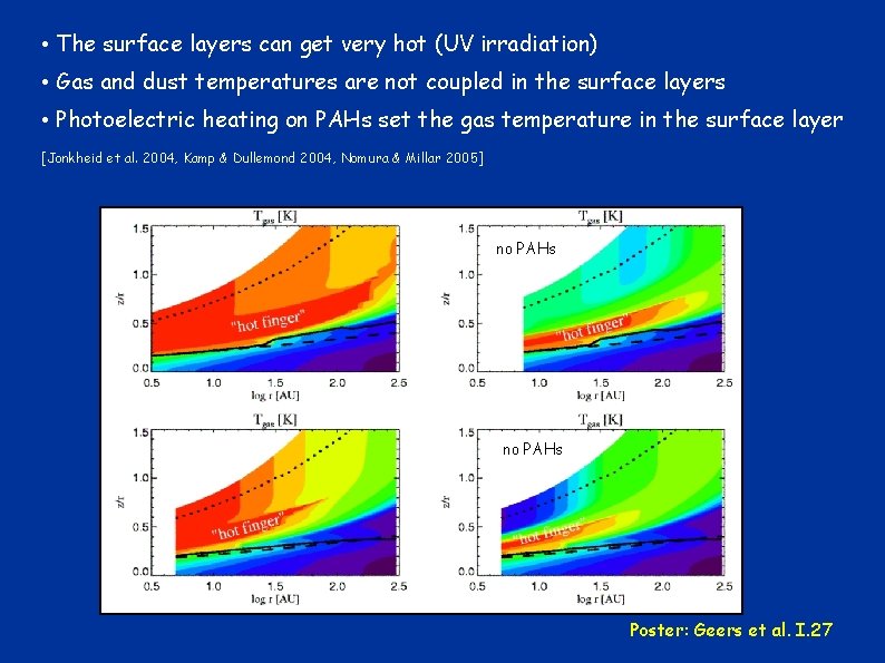  • The surface layers can get very hot (UV irradiation) • Gas and